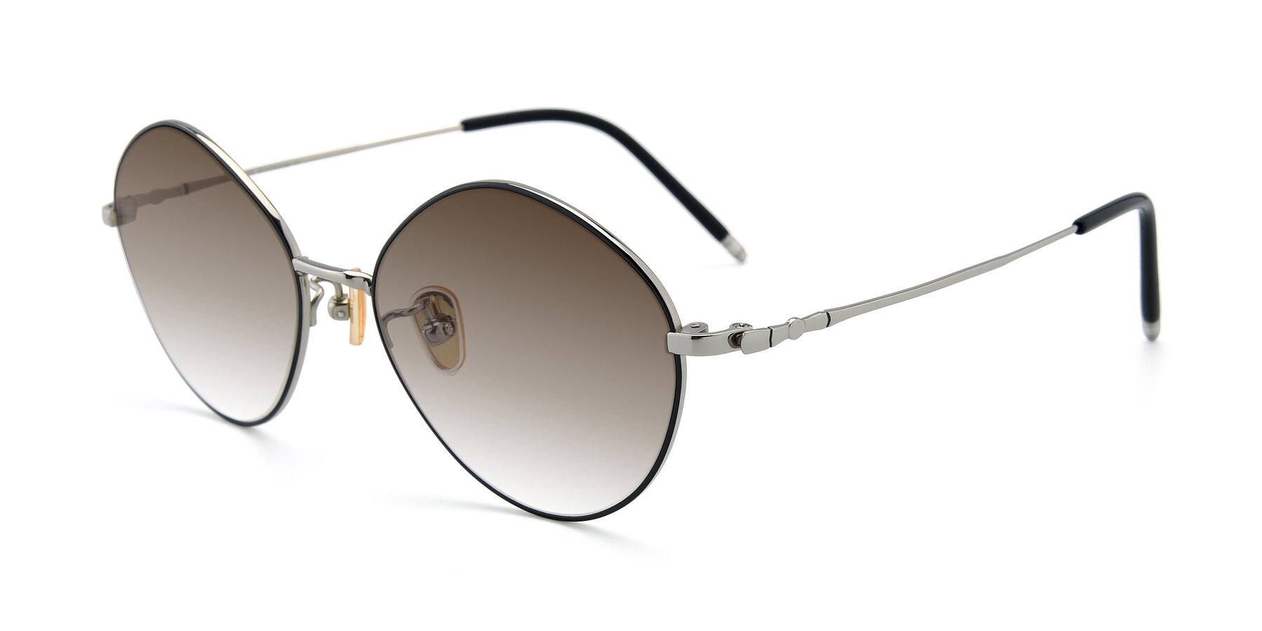 Angle of 90029 in Black-Silver with Brown Gradient Lenses