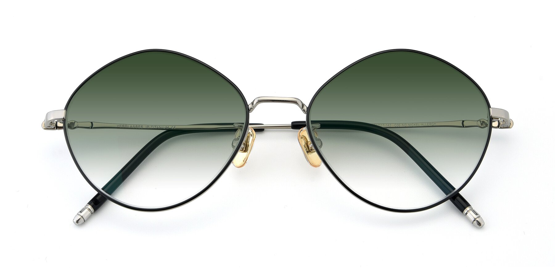 Folded Front of 90029 in Black-Silver with Green Gradient Lenses