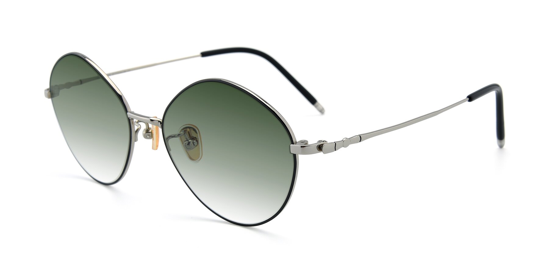 Angle of 90029 in Black-Silver with Green Gradient Lenses