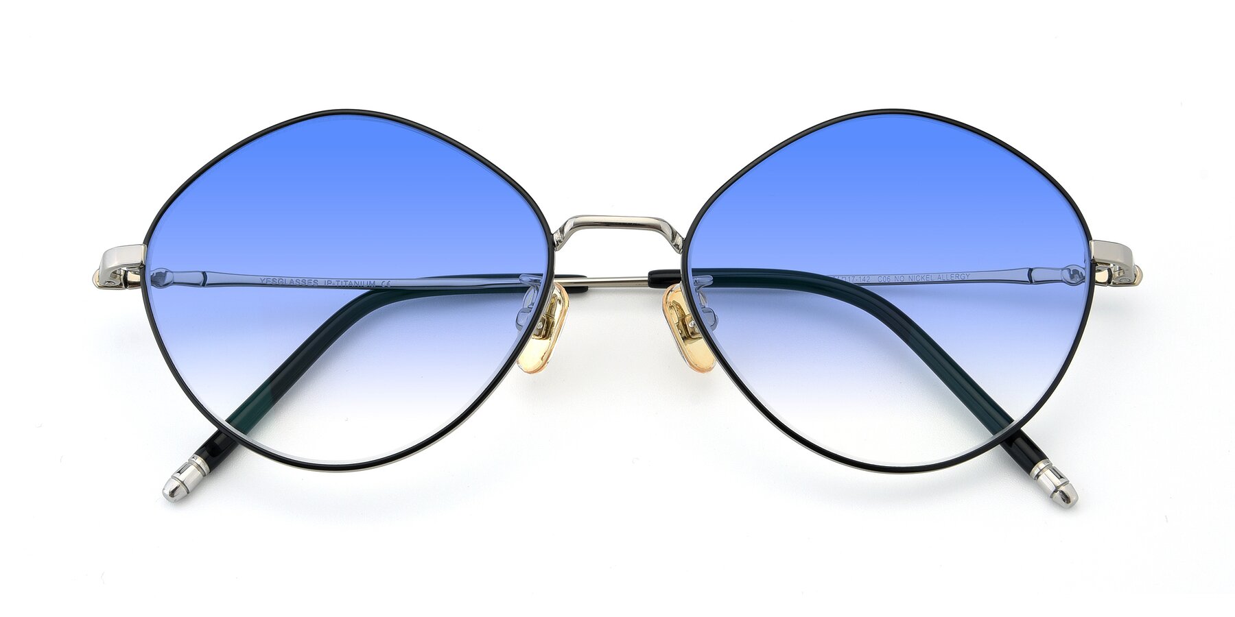 Folded Front of 90029 in Black-Silver with Blue Gradient Lenses