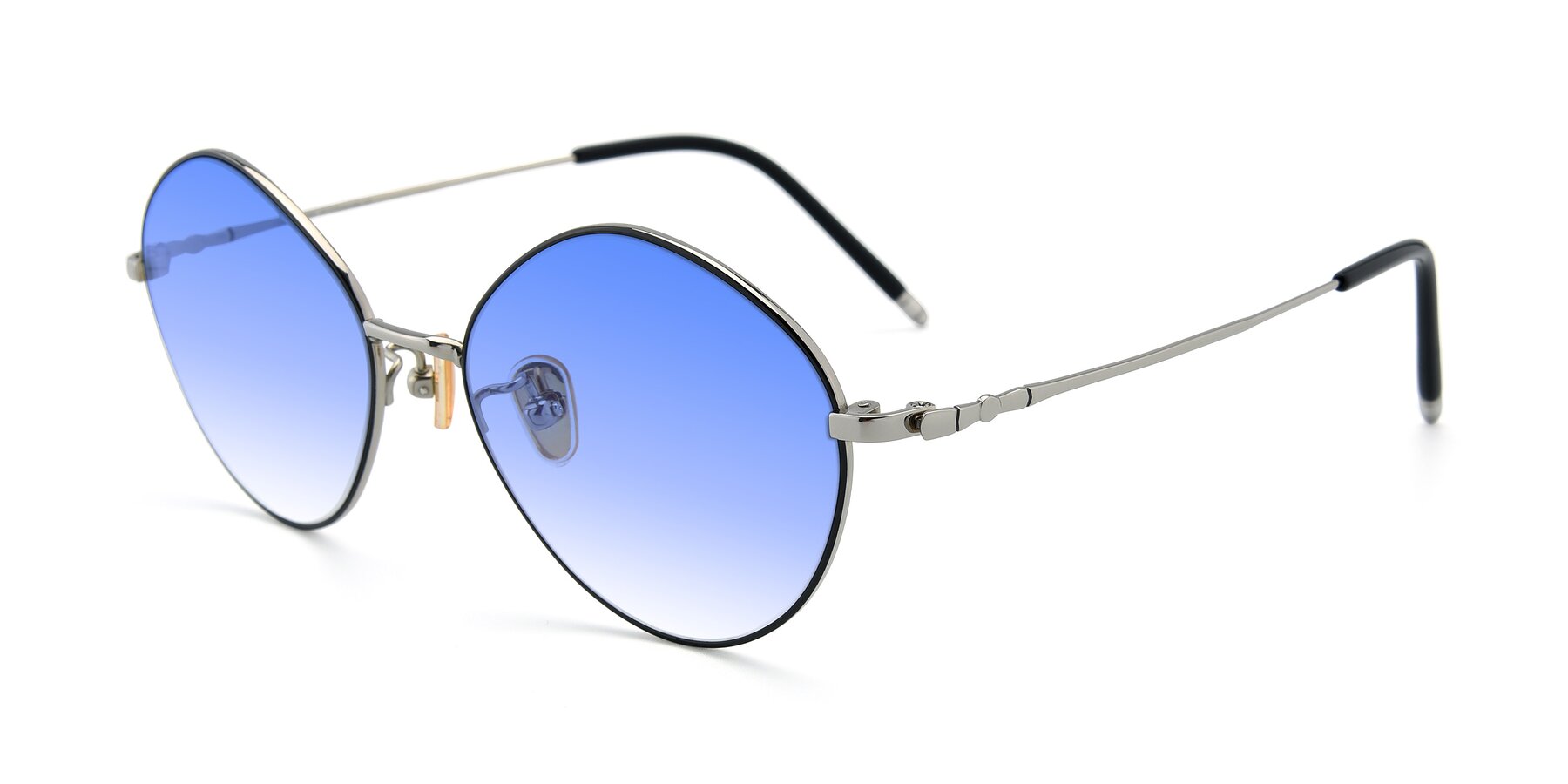 Angle of 90029 in Black-Silver with Blue Gradient Lenses