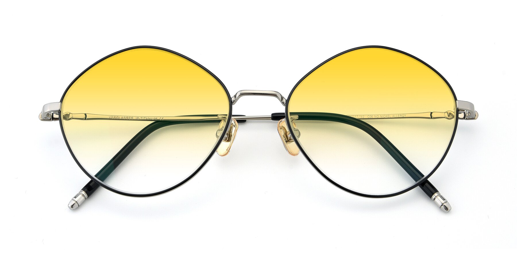 Folded Front of 90029 in Black-Silver with Yellow Gradient Lenses