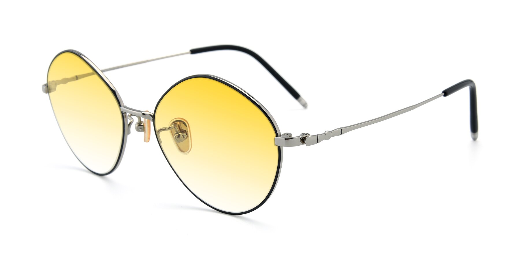 Angle of 90029 in Black-Silver with Yellow Gradient Lenses