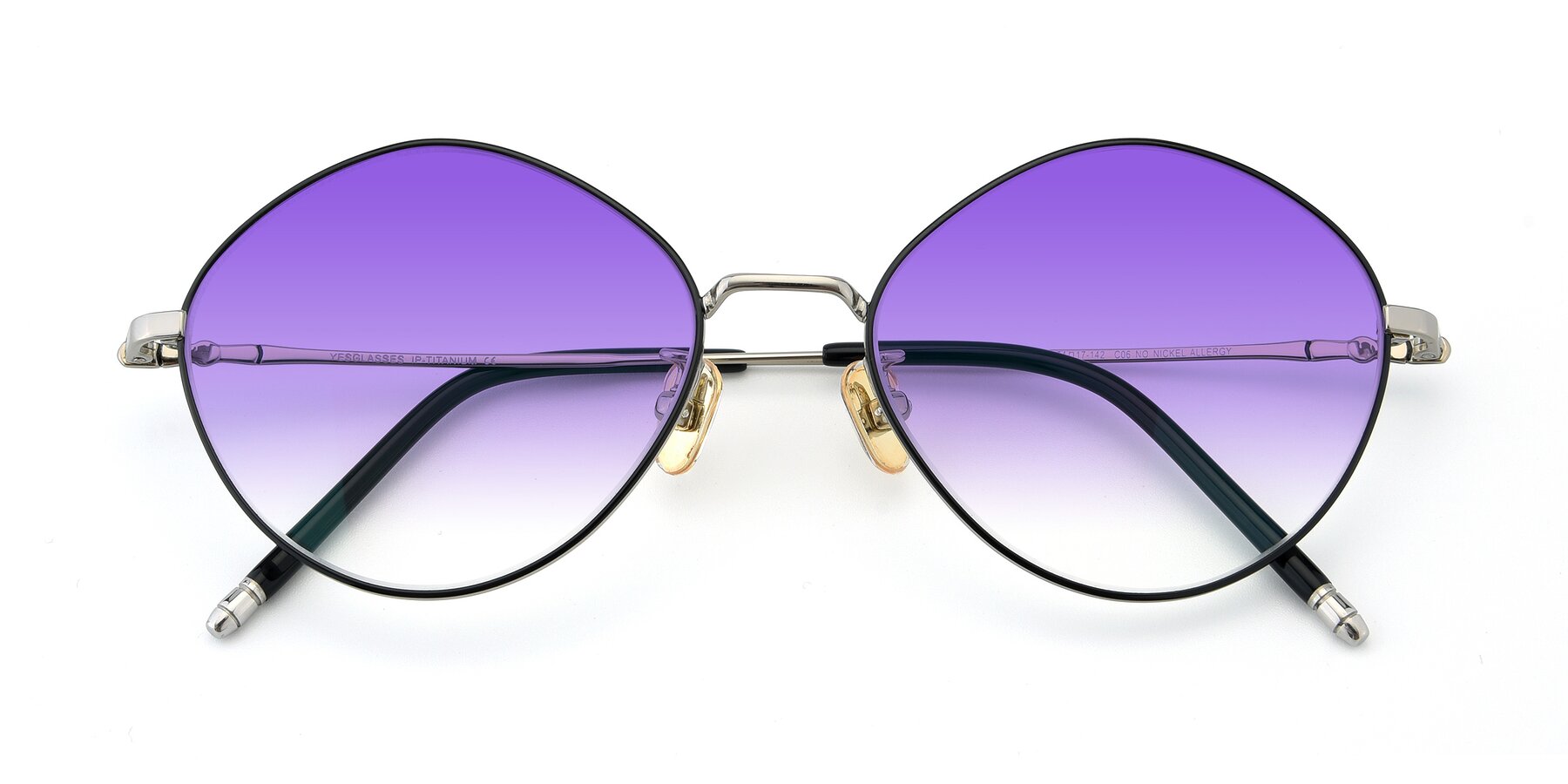 Folded Front of 90029 in Black-Silver with Purple Gradient Lenses