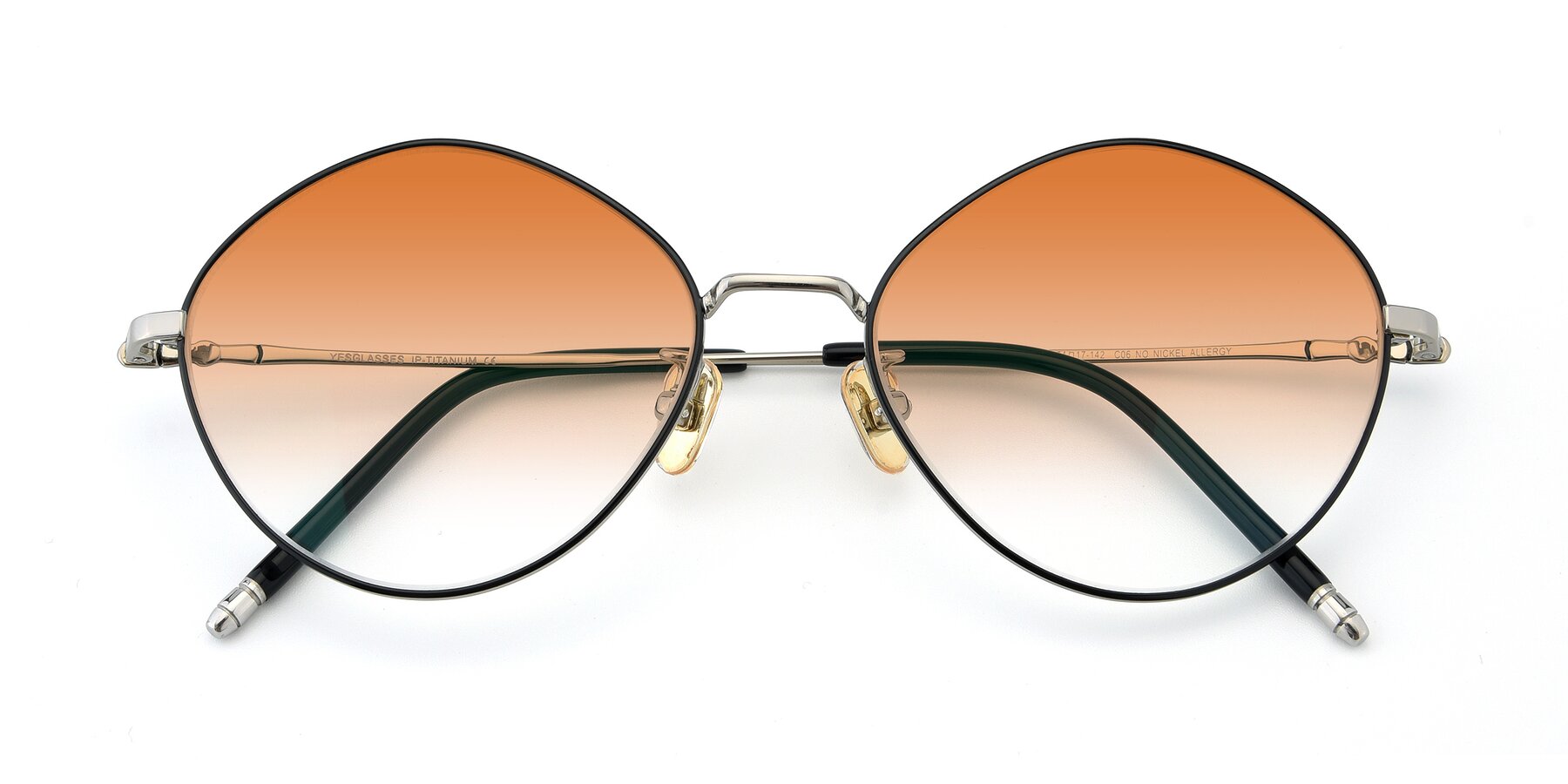 Folded Front of 90029 in Black-Silver with Orange Gradient Lenses