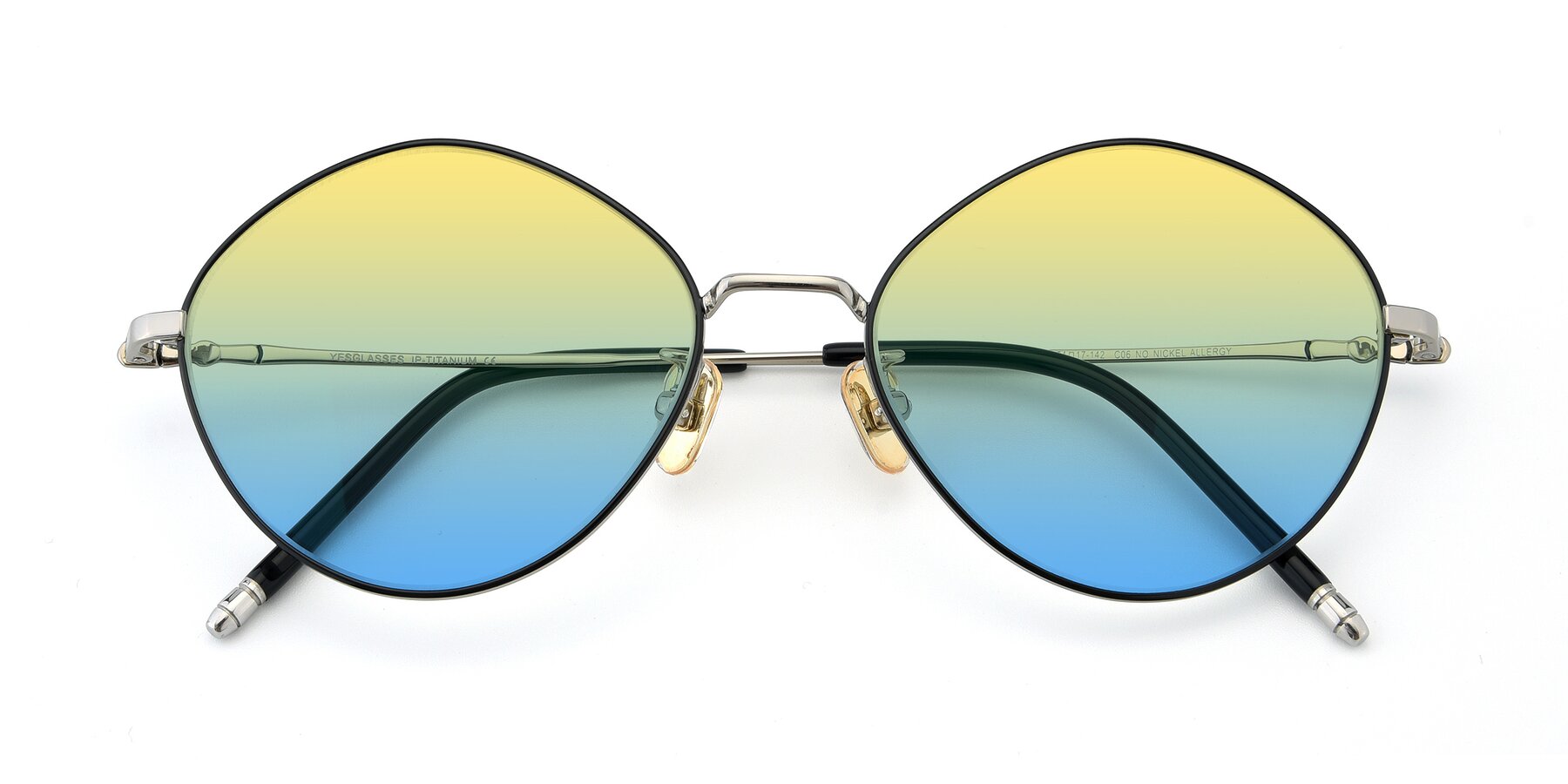 Folded Front of 90029 in Black-Silver with Yellow / Blue Gradient Lenses