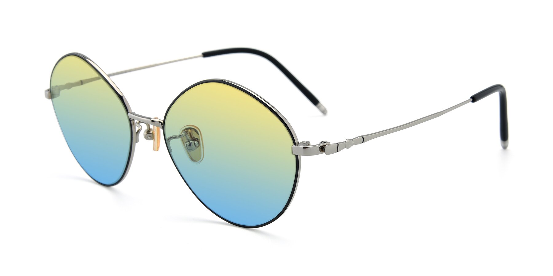 Angle of 90029 in Black-Silver with Yellow / Blue Gradient Lenses