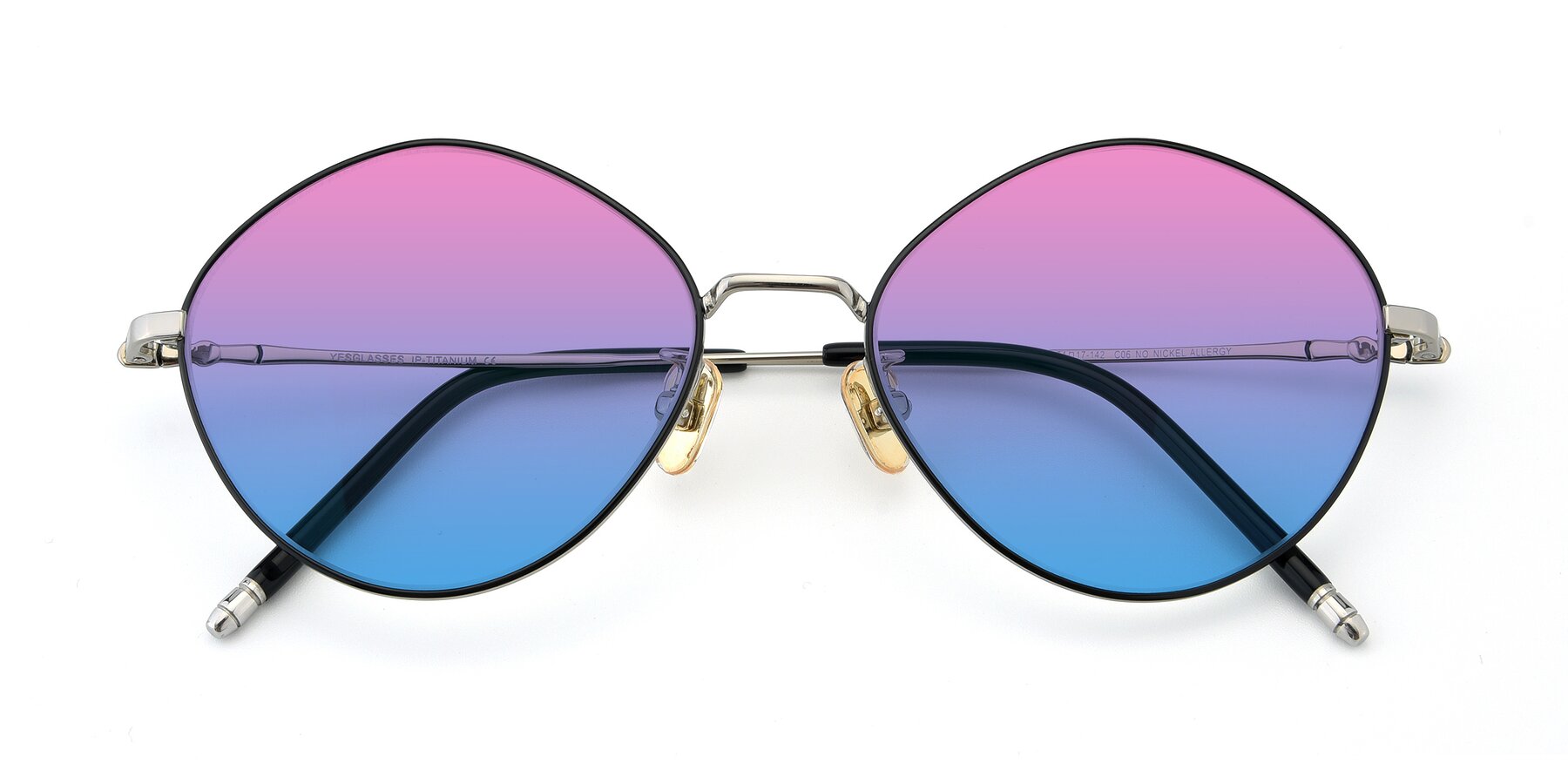 Folded Front of 90029 in Black-Silver with Pink / Blue Gradient Lenses
