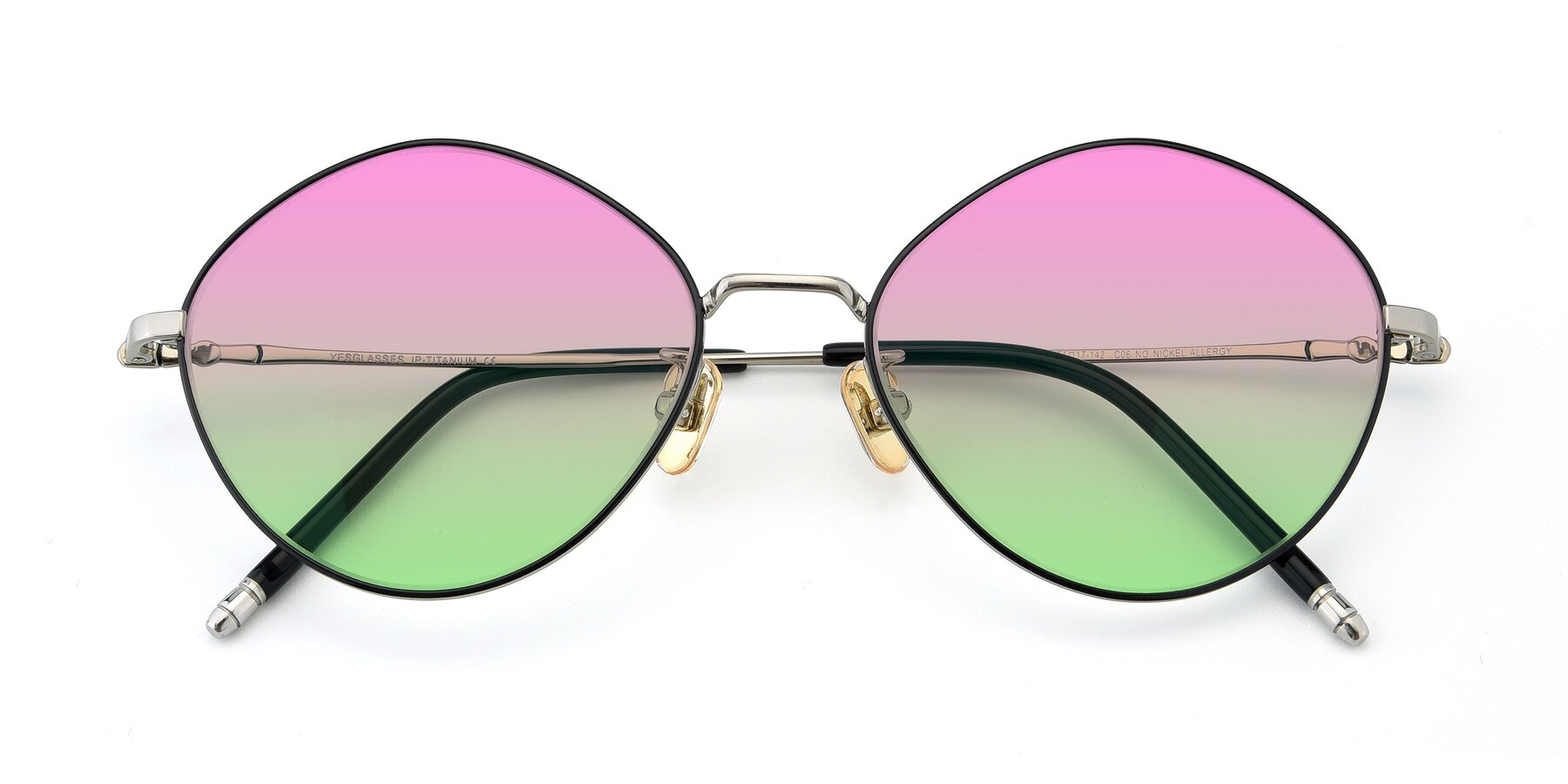 Folded Front of 90029 in Black-Silver with Pink / Green Gradient Lenses