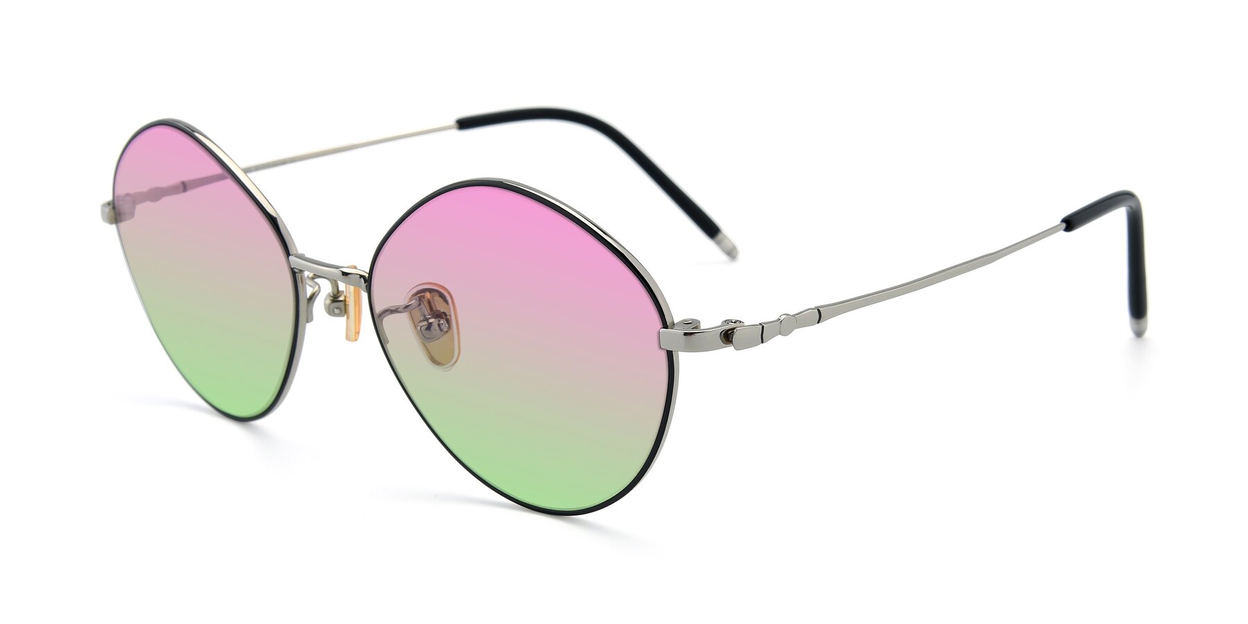 Angle of 90029 in Black-Silver with Pink / Green Gradient Lenses