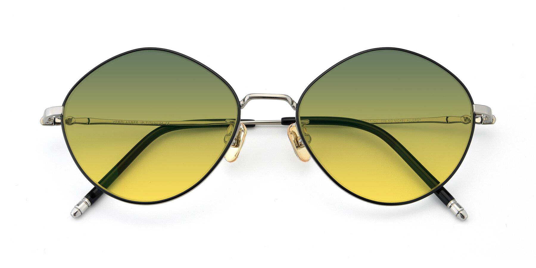 Folded Front of 90029 in Black-Silver with Green / Yellow Gradient Lenses