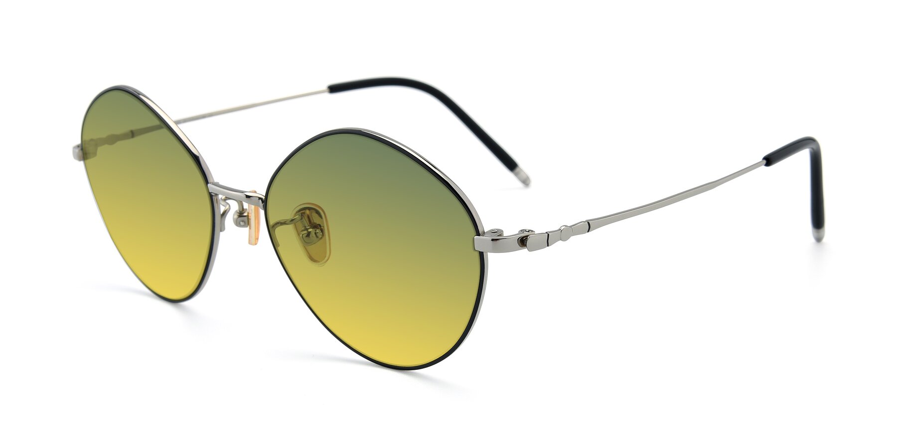 Angle of 90029 in Black-Silver with Green / Yellow Gradient Lenses
