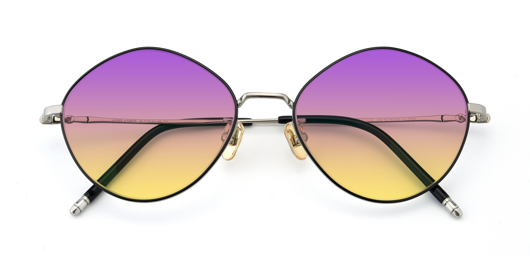 Folded Front of 90029 in Black-Silver with Purple / Yellow Gradient Lenses