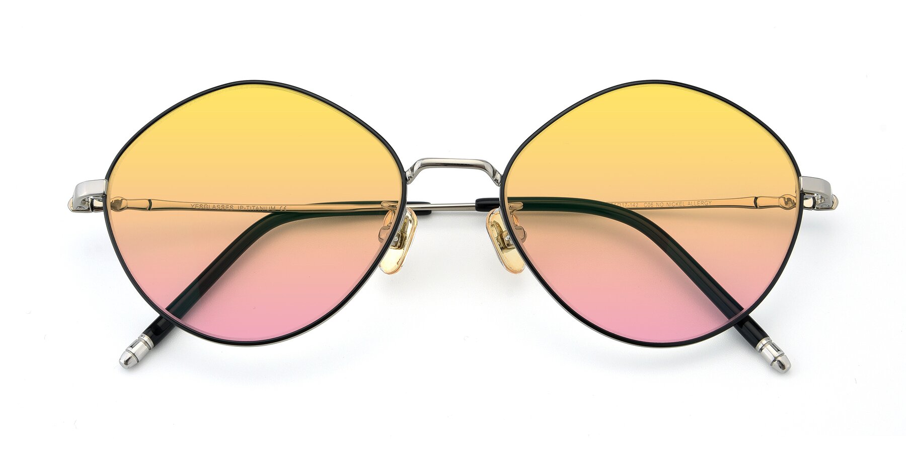 Folded Front of 90029 in Black-Silver with Yellow / Pink Gradient Lenses