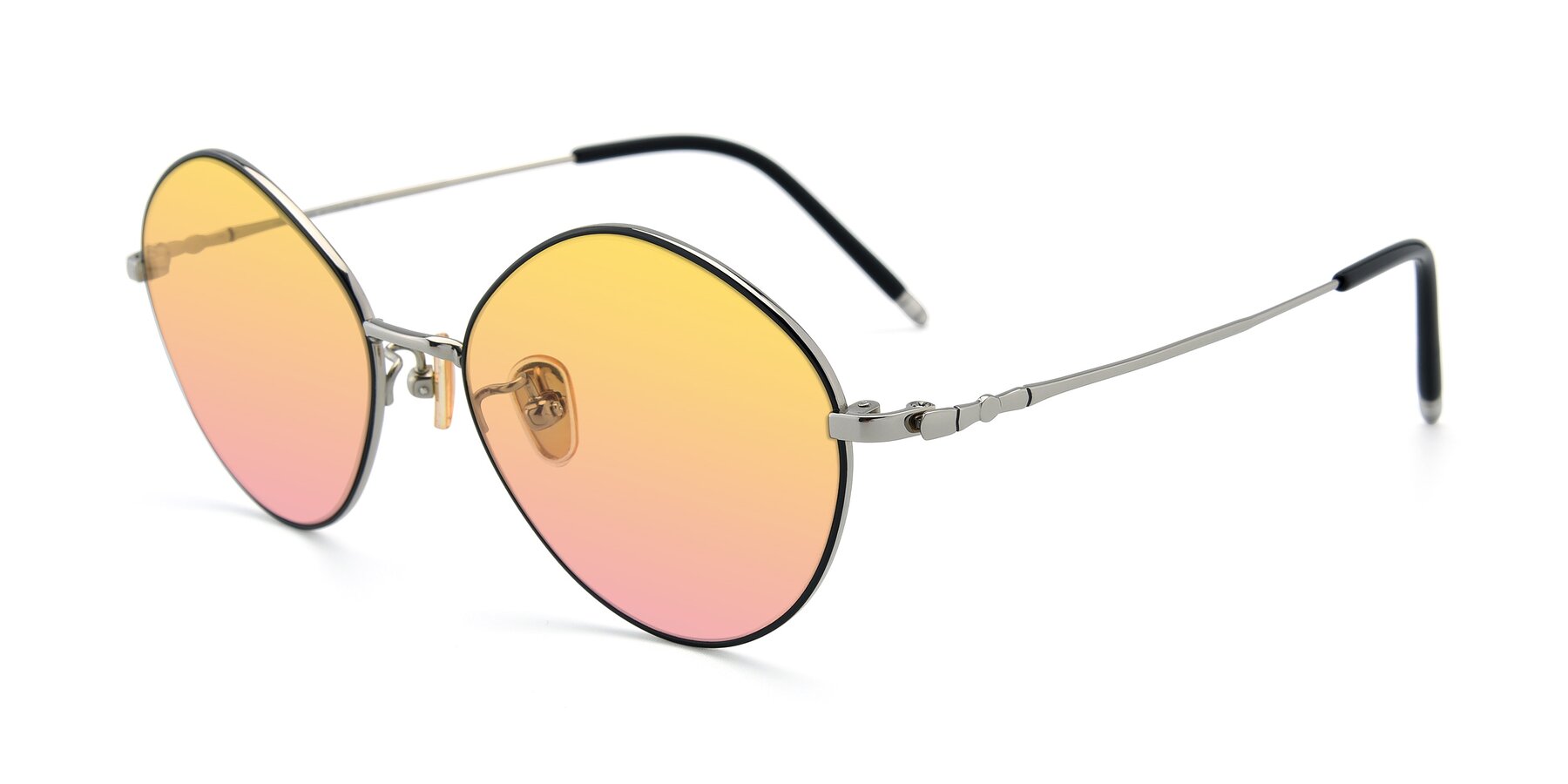 Angle of 90029 in Black-Silver with Yellow / Pink Gradient Lenses