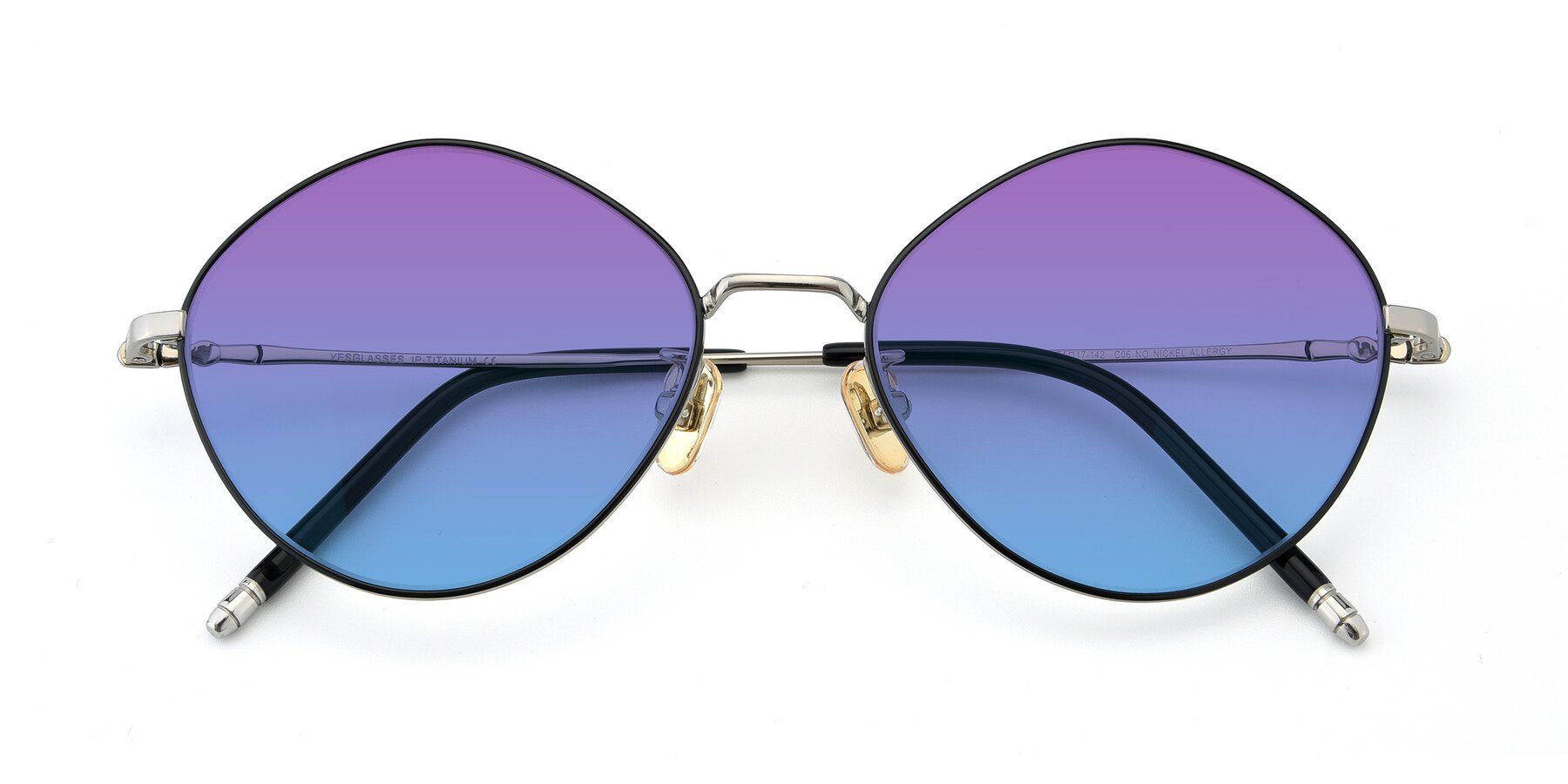 Folded Front of 90029 in Black-Silver with Purple / Blue Gradient Lenses