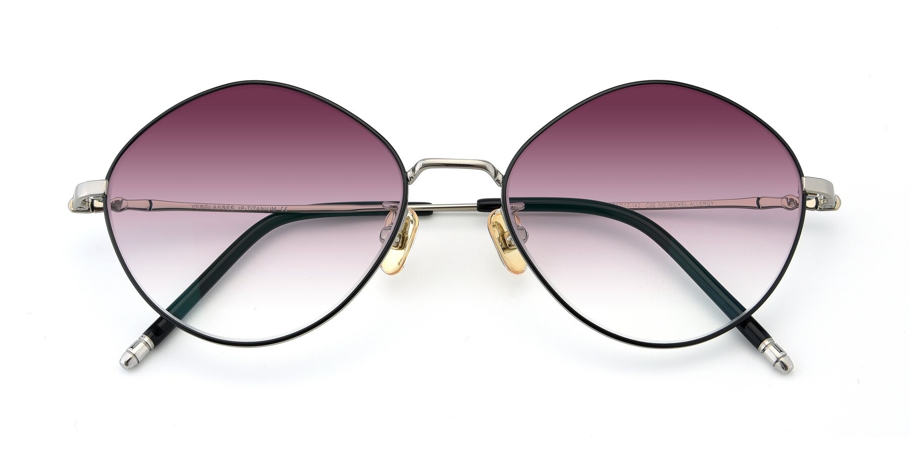 Folded Front of 90029 in Black-Silver with Wine Gradient Lenses