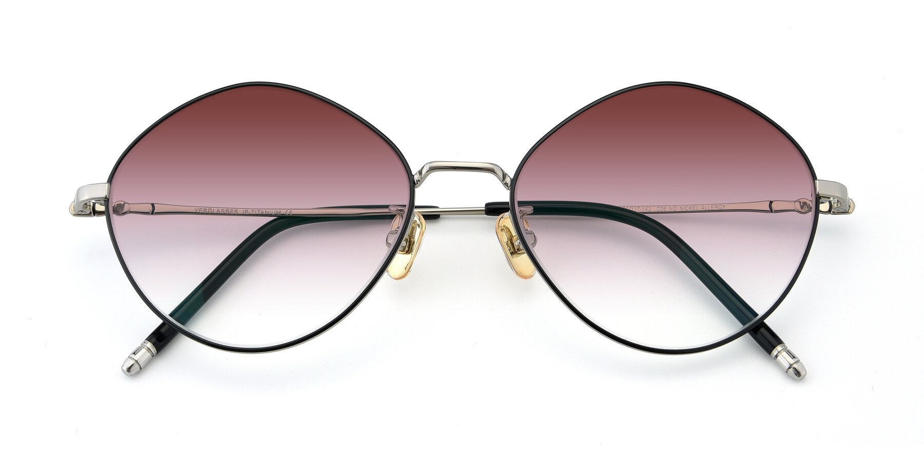 Folded Front of 90029 in Black-Silver with Garnet Gradient Lenses