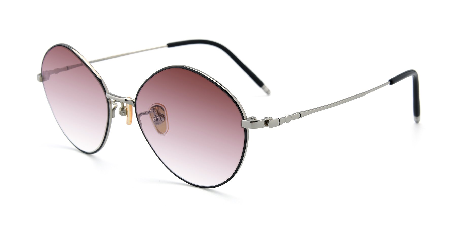 Angle of 90029 in Black-Silver with Garnet Gradient Lenses