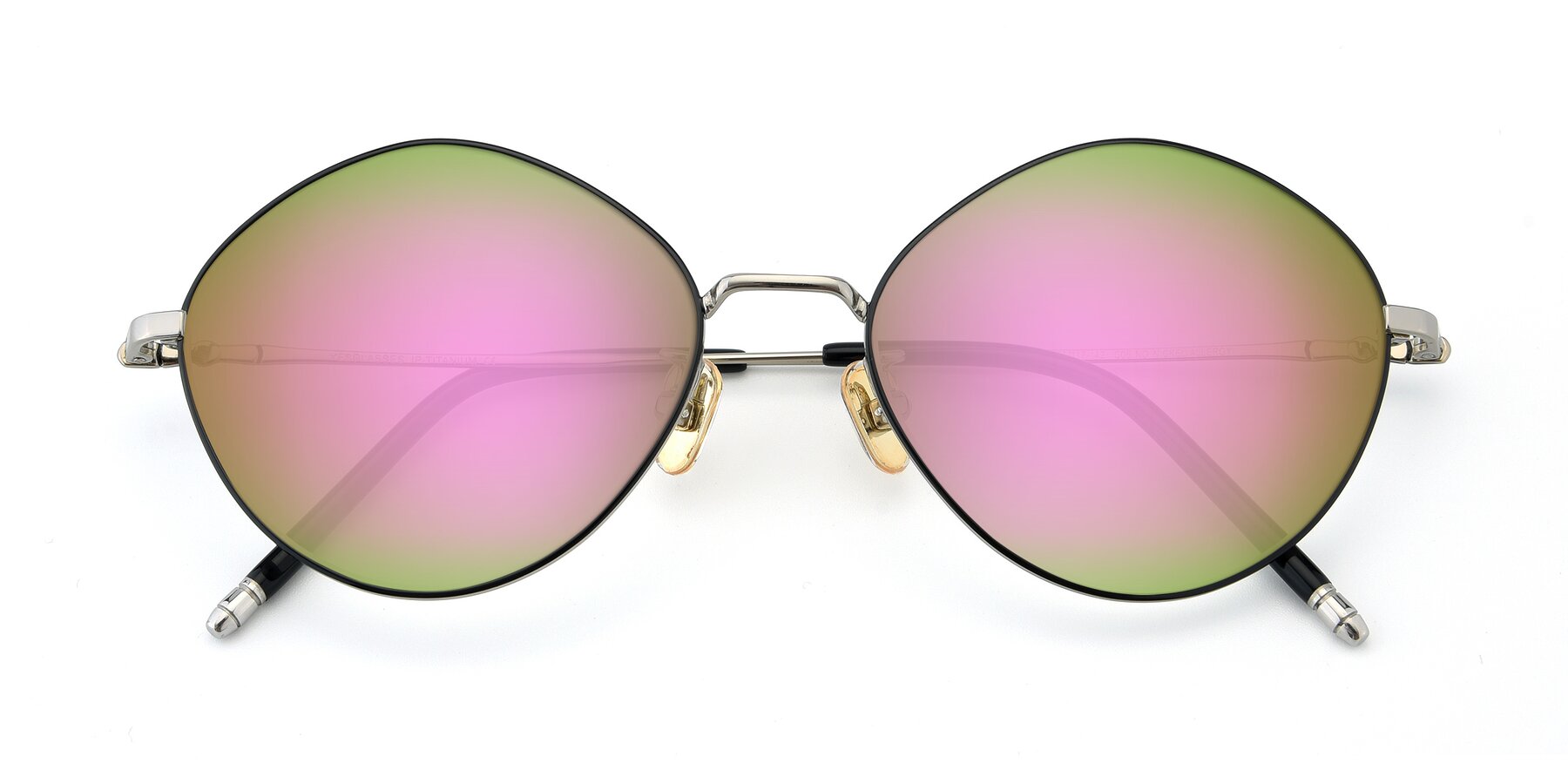 Folded Front of 90029 in Black-Silver with Pink Mirrored Lenses