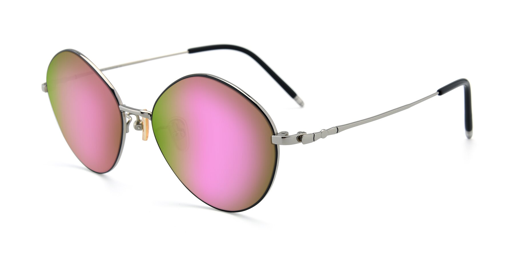 Angle of 90029 in Black-Silver with Pink Mirrored Lenses