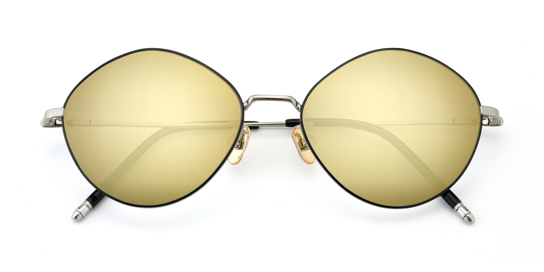 Folded Front of 90029 in Black-Silver with Gold Mirrored Lenses