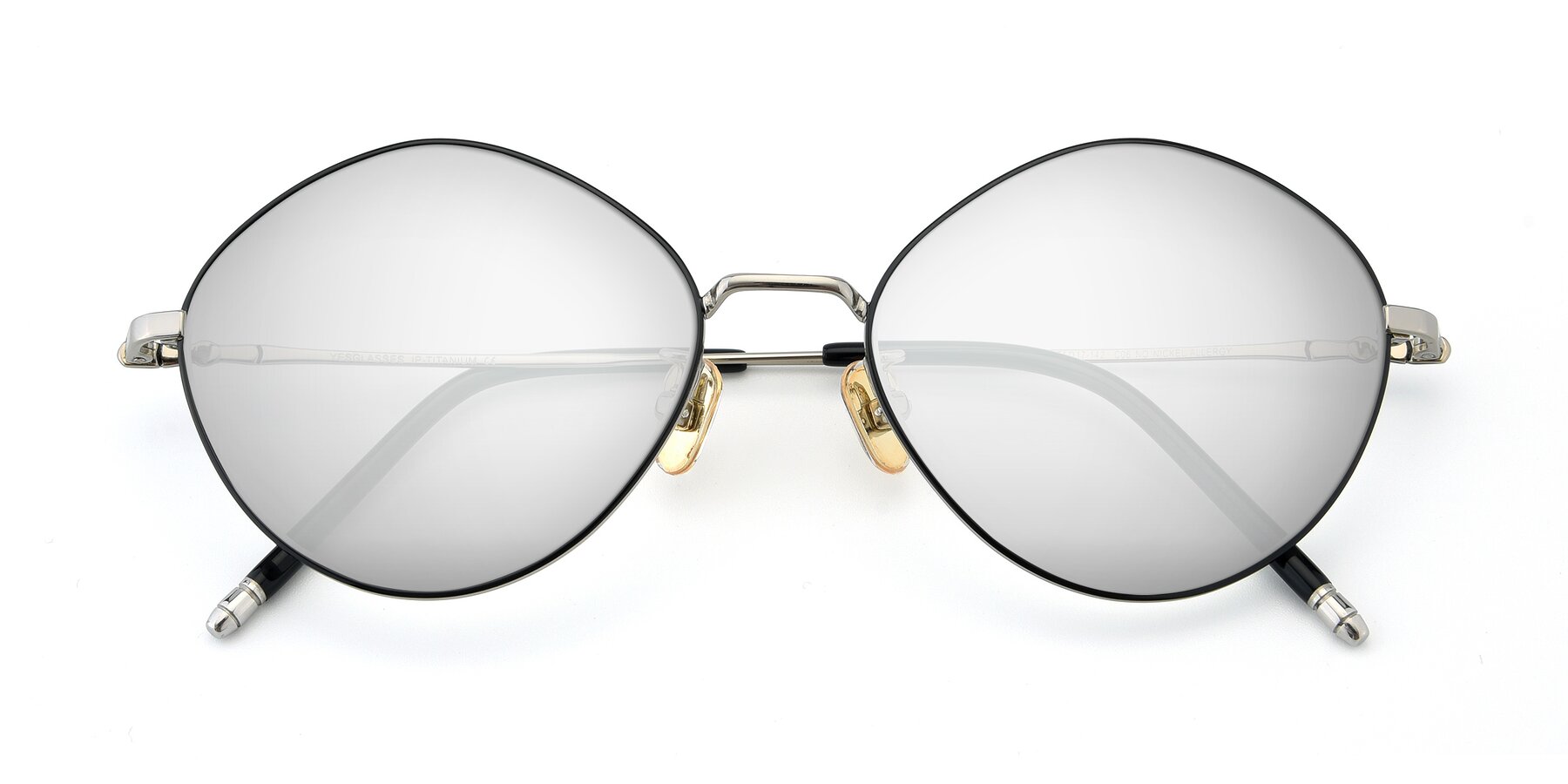 Folded Front of 90029 in Black-Silver with Silver Mirrored Lenses
