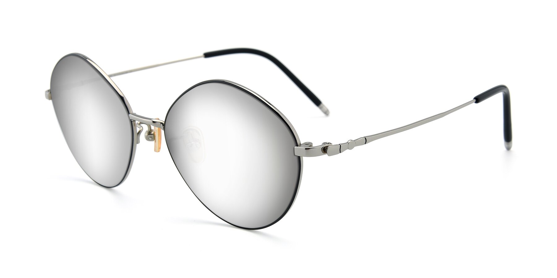 Angle of 90029 in Black-Silver with Silver Mirrored Lenses
