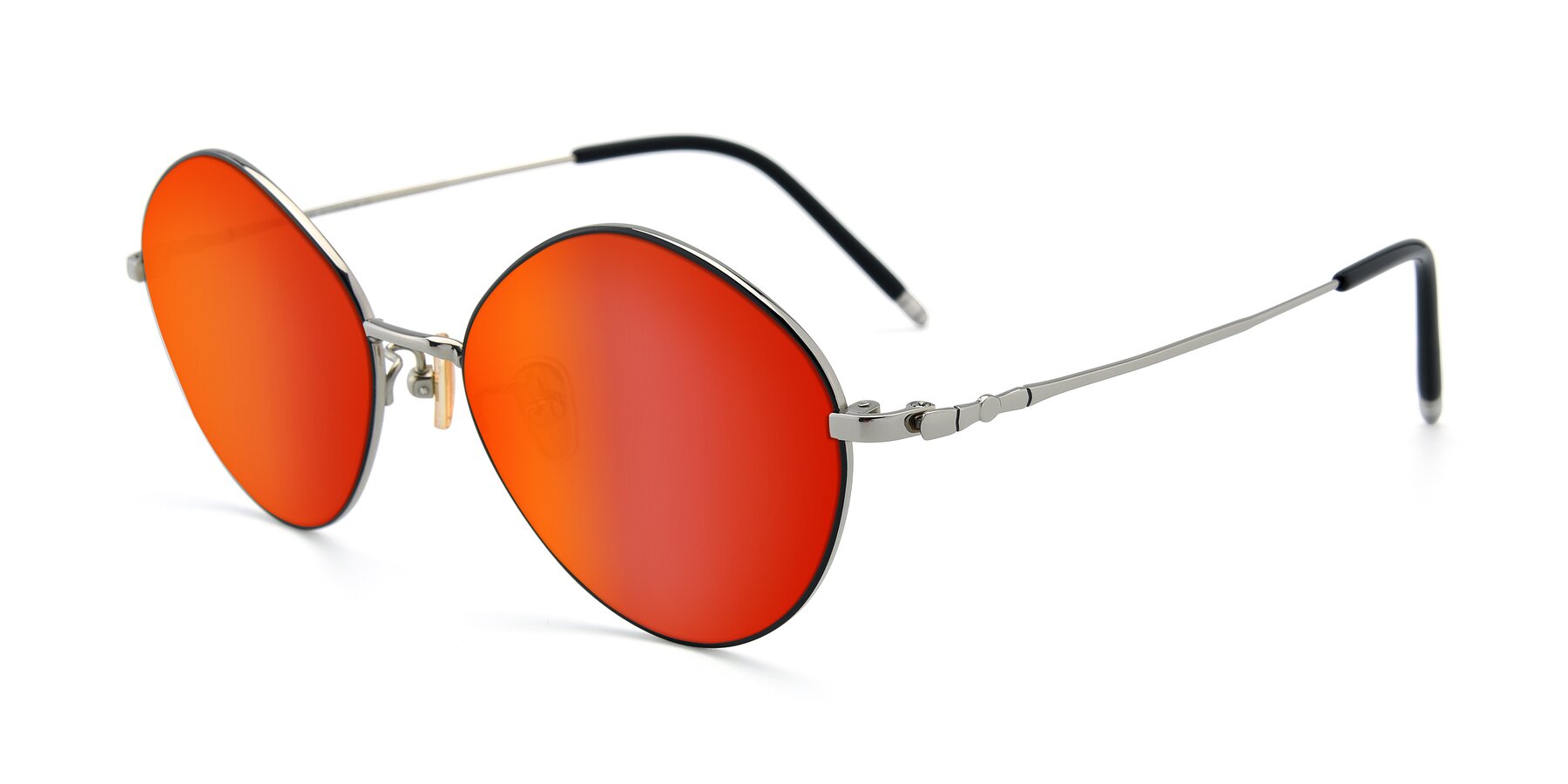Angle of 90029 in Black-Silver with Red Gold Mirrored Lenses