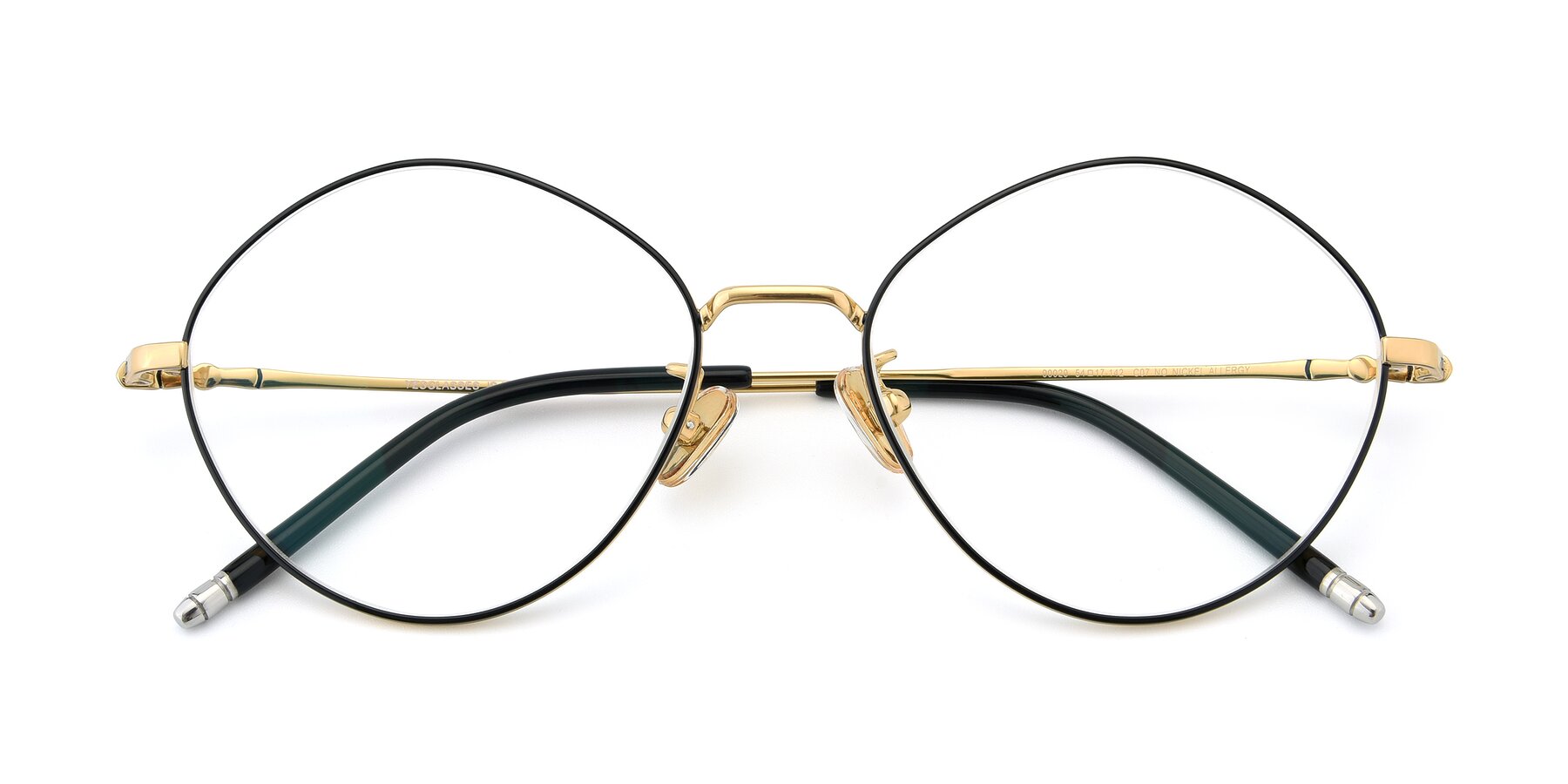 Folded Front of 90029 in Black-Gold with Clear Eyeglass Lenses