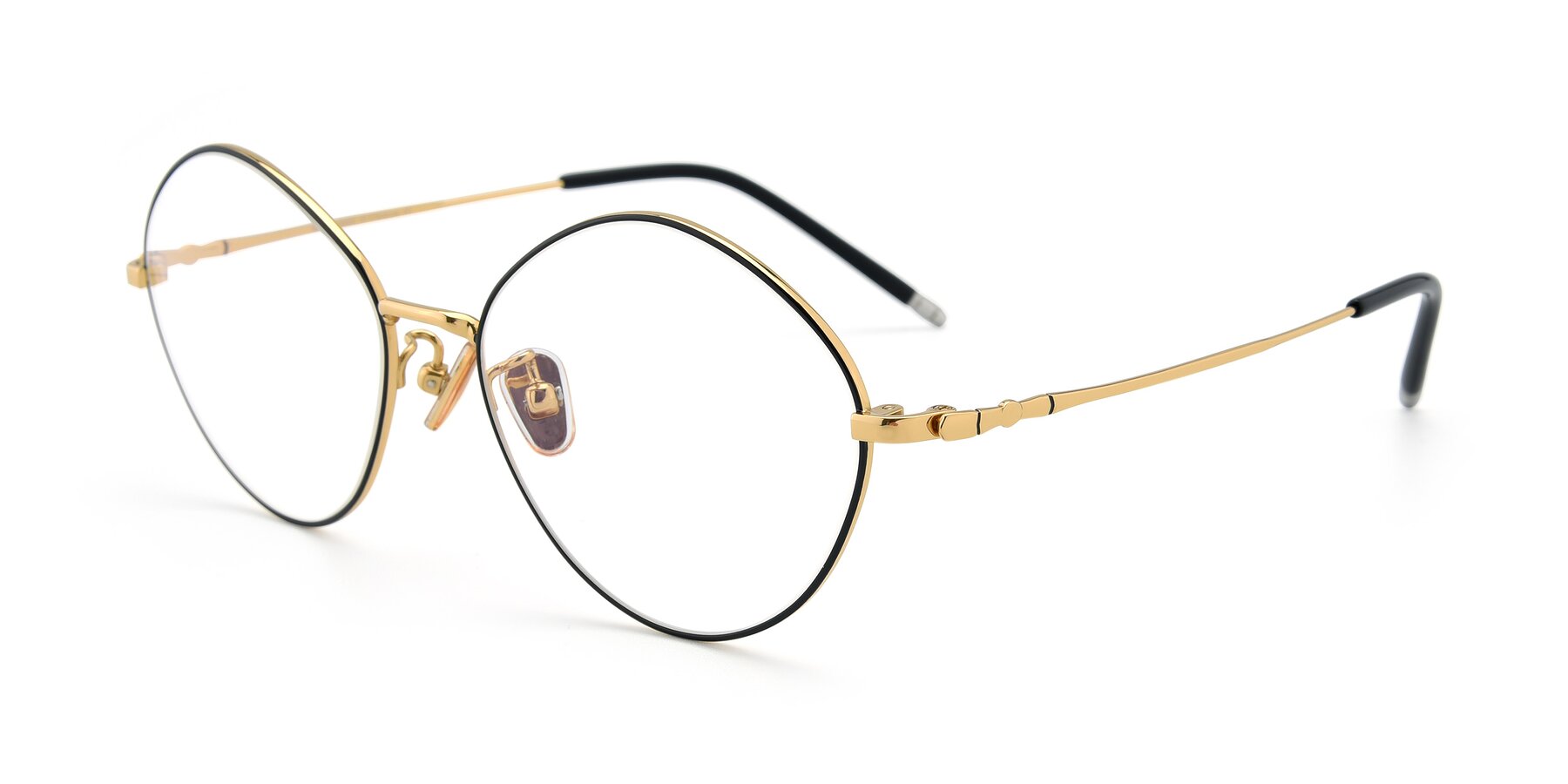 Angle of 90029 in Black-Gold with Clear Eyeglass Lenses