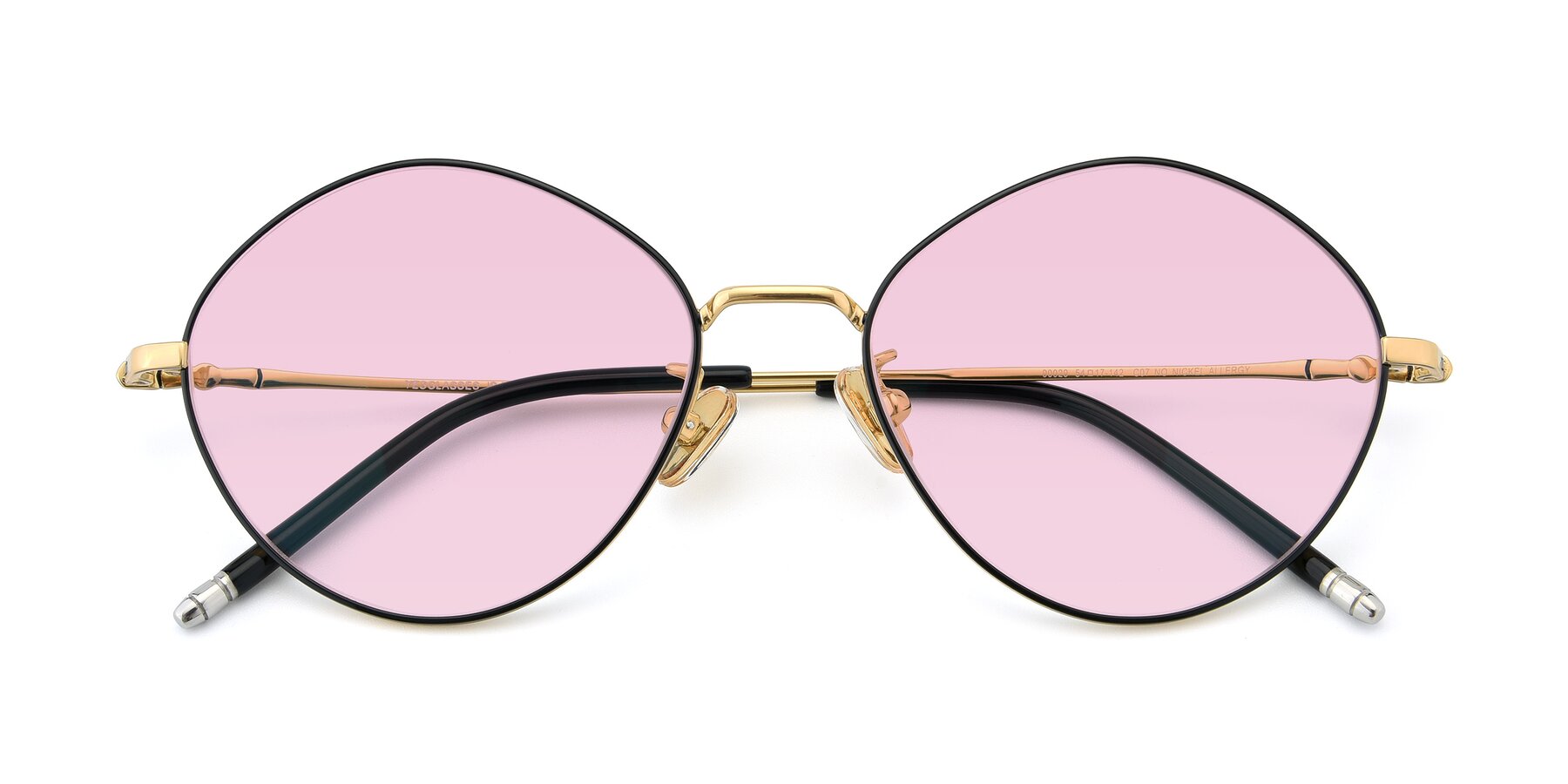 Folded Front of 90029 in Black-Gold with Light Pink Tinted Lenses