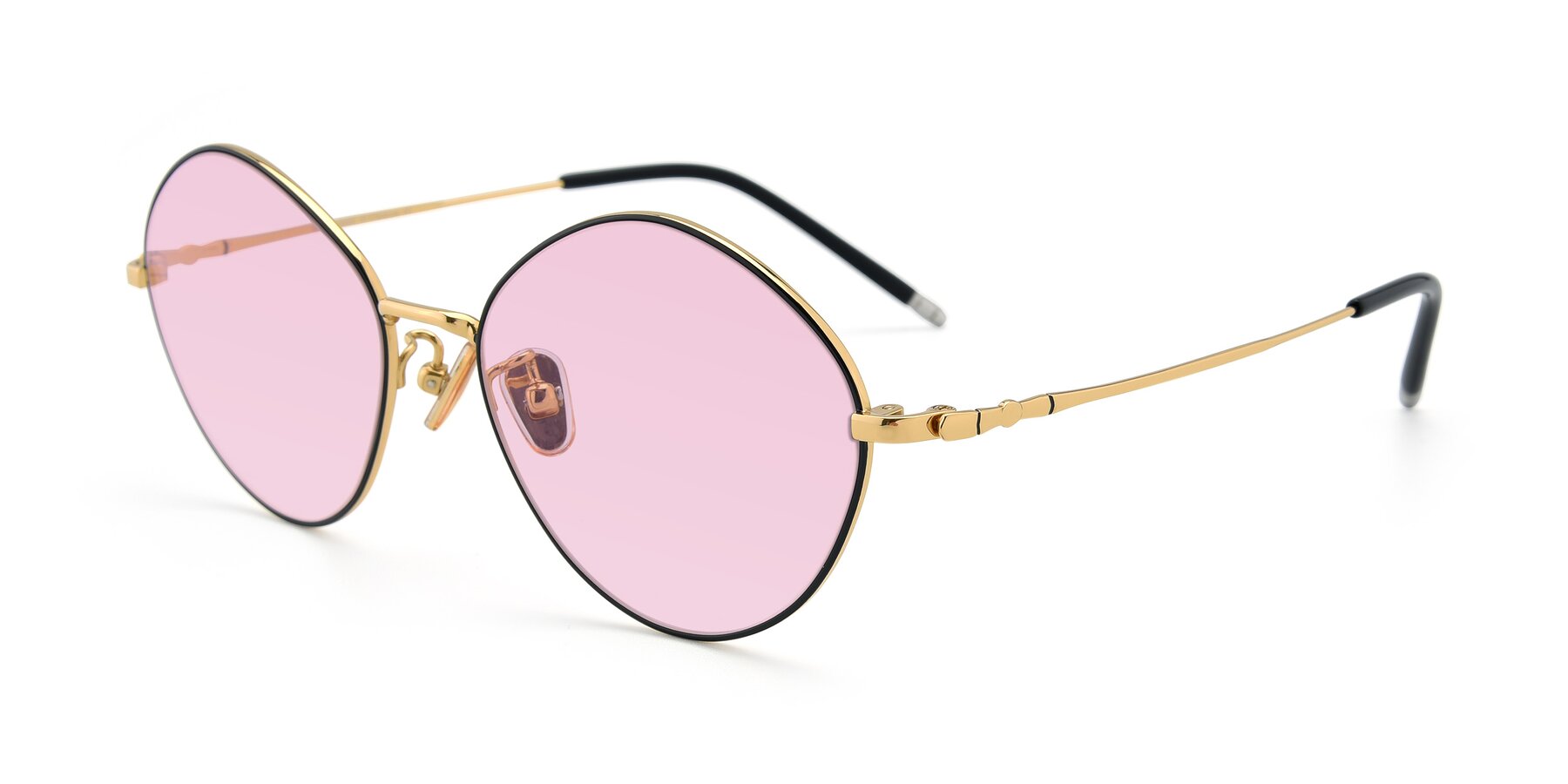 Angle of 90029 in Black-Gold with Light Pink Tinted Lenses