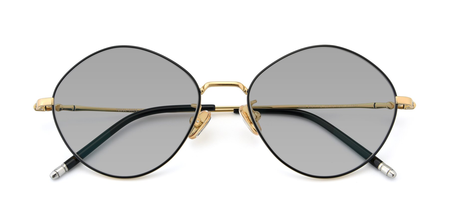 Folded Front of 90029 in Black-Gold with Light Gray Tinted Lenses