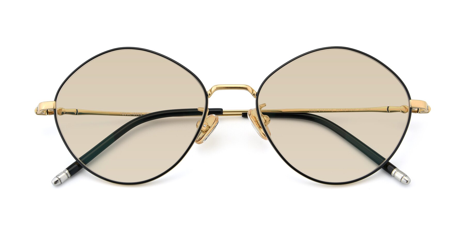 Folded Front of 90029 in Black-Gold with Light Brown Tinted Lenses