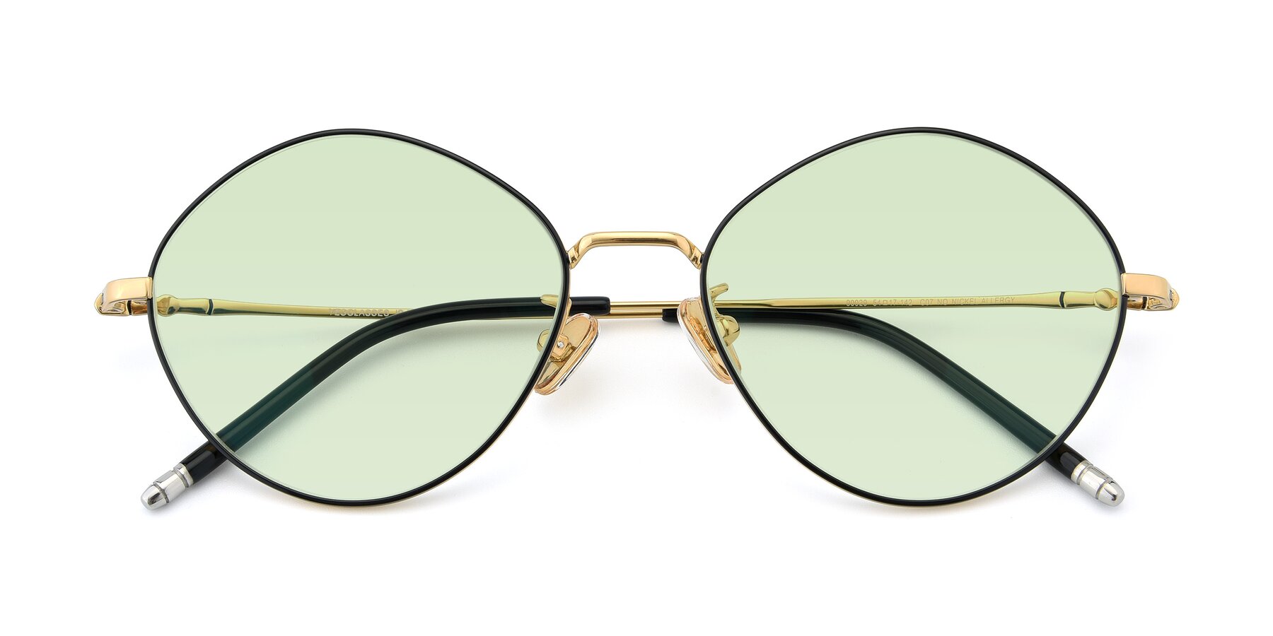 Folded Front of 90029 in Black-Gold with Light Green Tinted Lenses
