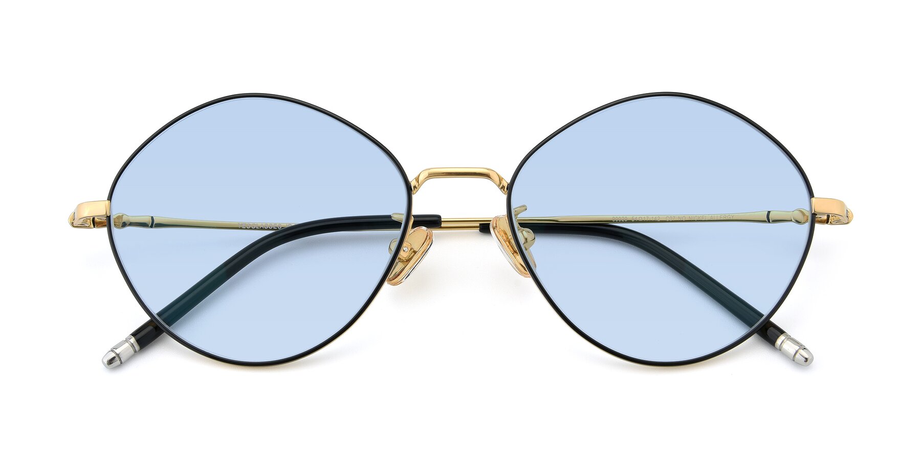 Folded Front of 90029 in Black-Gold with Light Blue Tinted Lenses