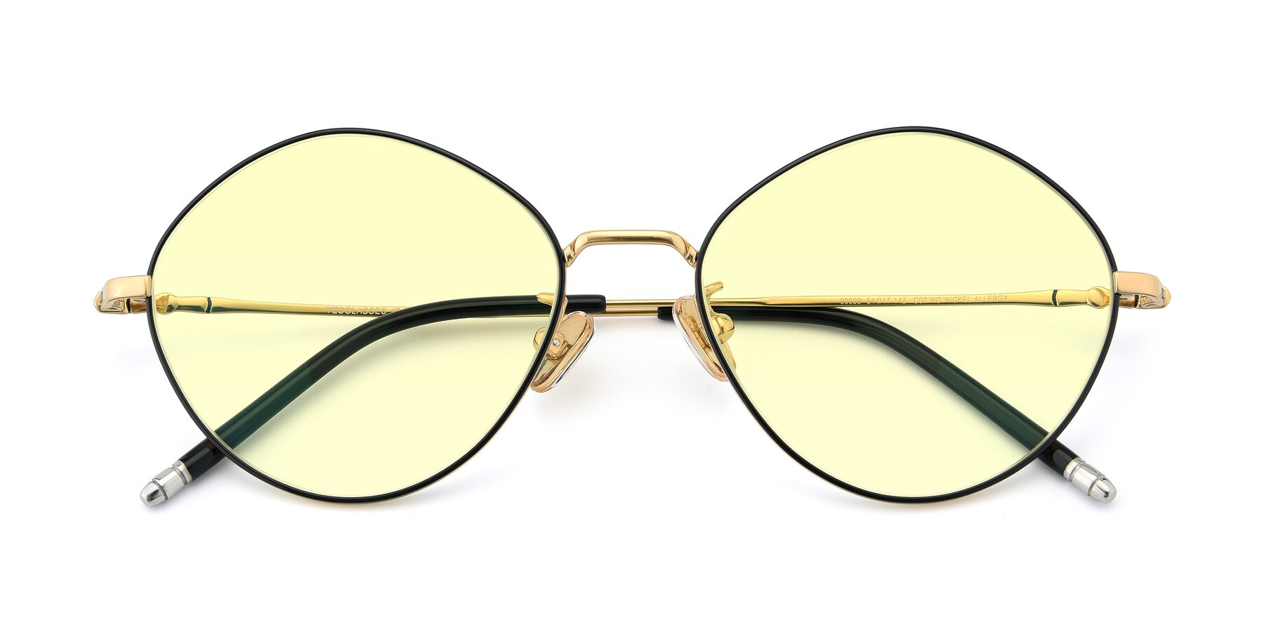 Folded Front of 90029 in Black-Gold with Light Yellow Tinted Lenses