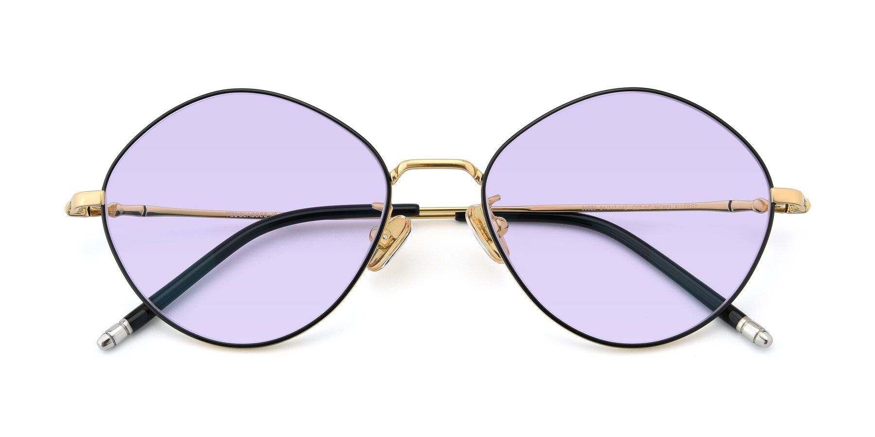 Folded Front of 90029 in Black-Gold with Light Purple Tinted Lenses