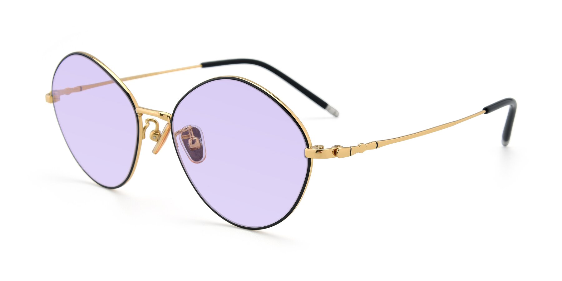 Angle of 90029 in Black-Gold with Light Purple Tinted Lenses