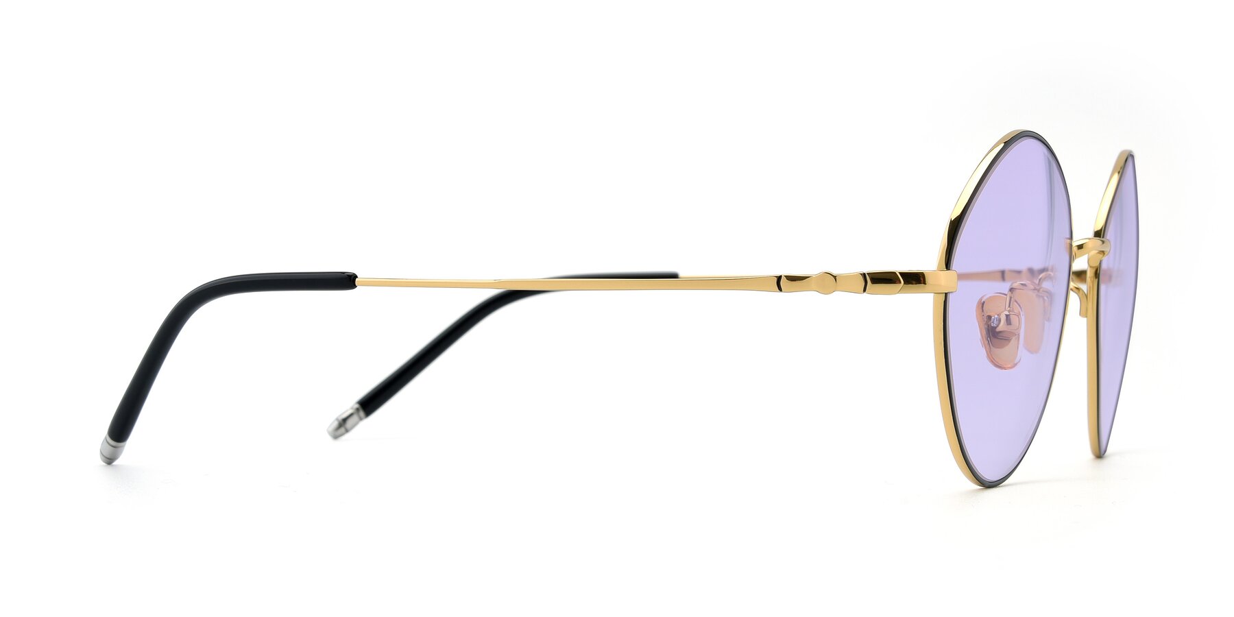 Side of 90029 in Black-Gold with Light Purple Tinted Lenses