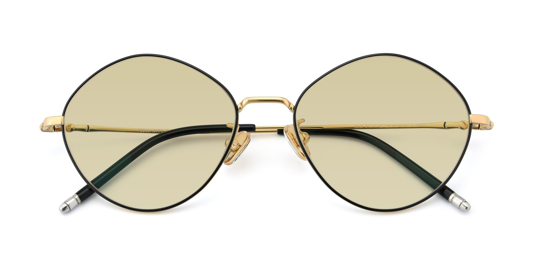 Folded Front of 90029 in Black-Gold with Light Champagne Tinted Lenses