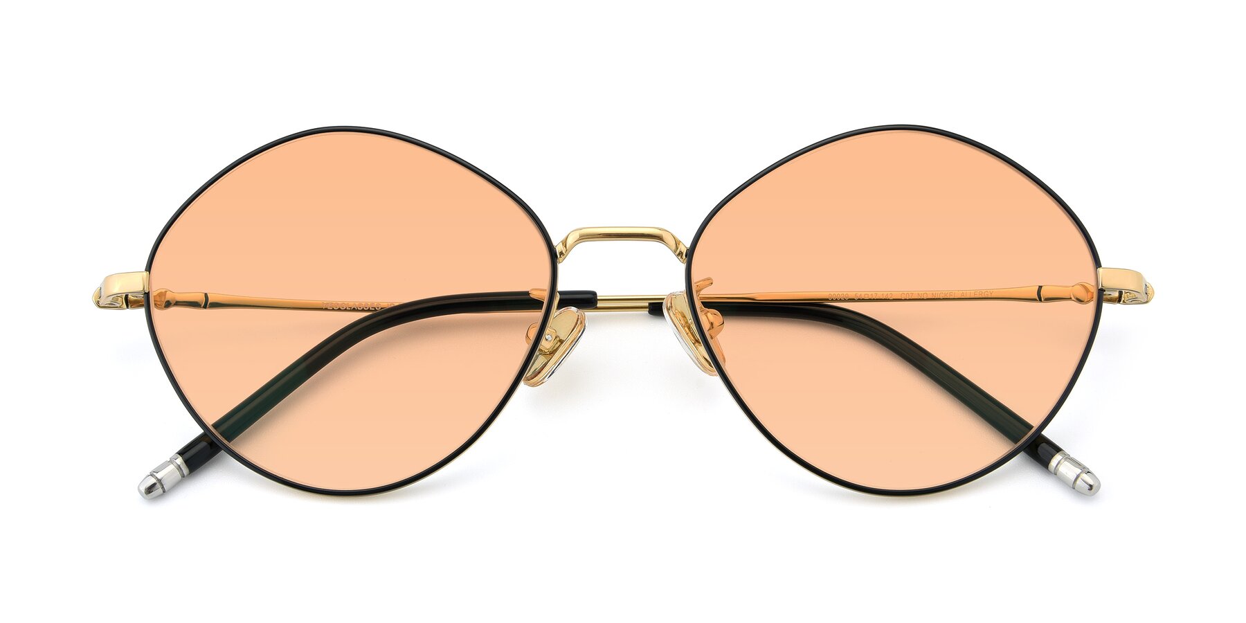 Folded Front of 90029 in Black-Gold with Light Orange Tinted Lenses