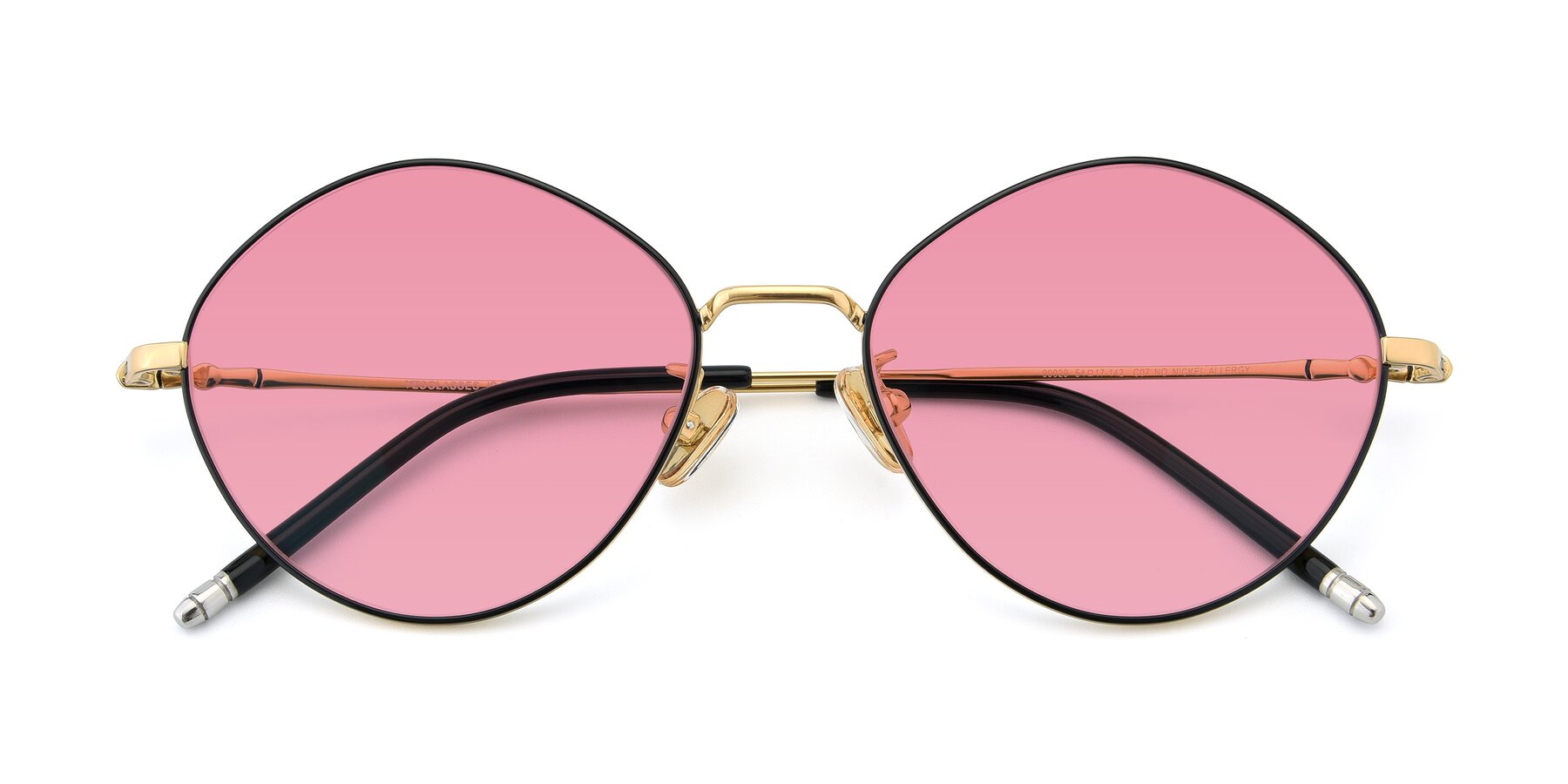 Folded Front of 90029 in Black-Gold with Pink Tinted Lenses