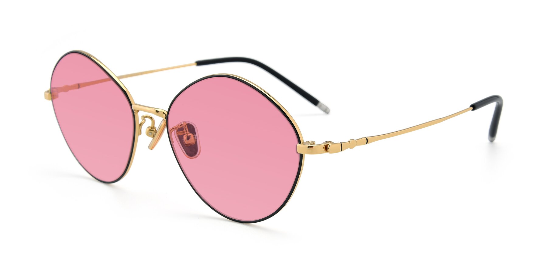 Angle of 90029 in Black-Gold with Pink Tinted Lenses