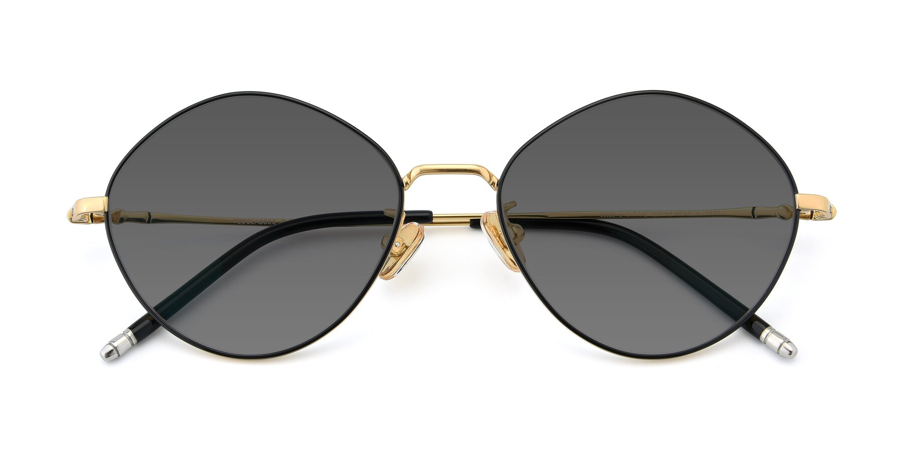 Folded Front of 90029 in Black-Gold with Medium Gray Tinted Lenses