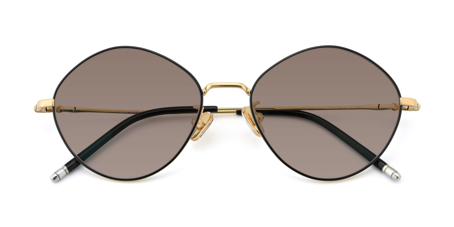 Folded Front of 90029 in Black-Gold with Medium Brown Tinted Lenses
