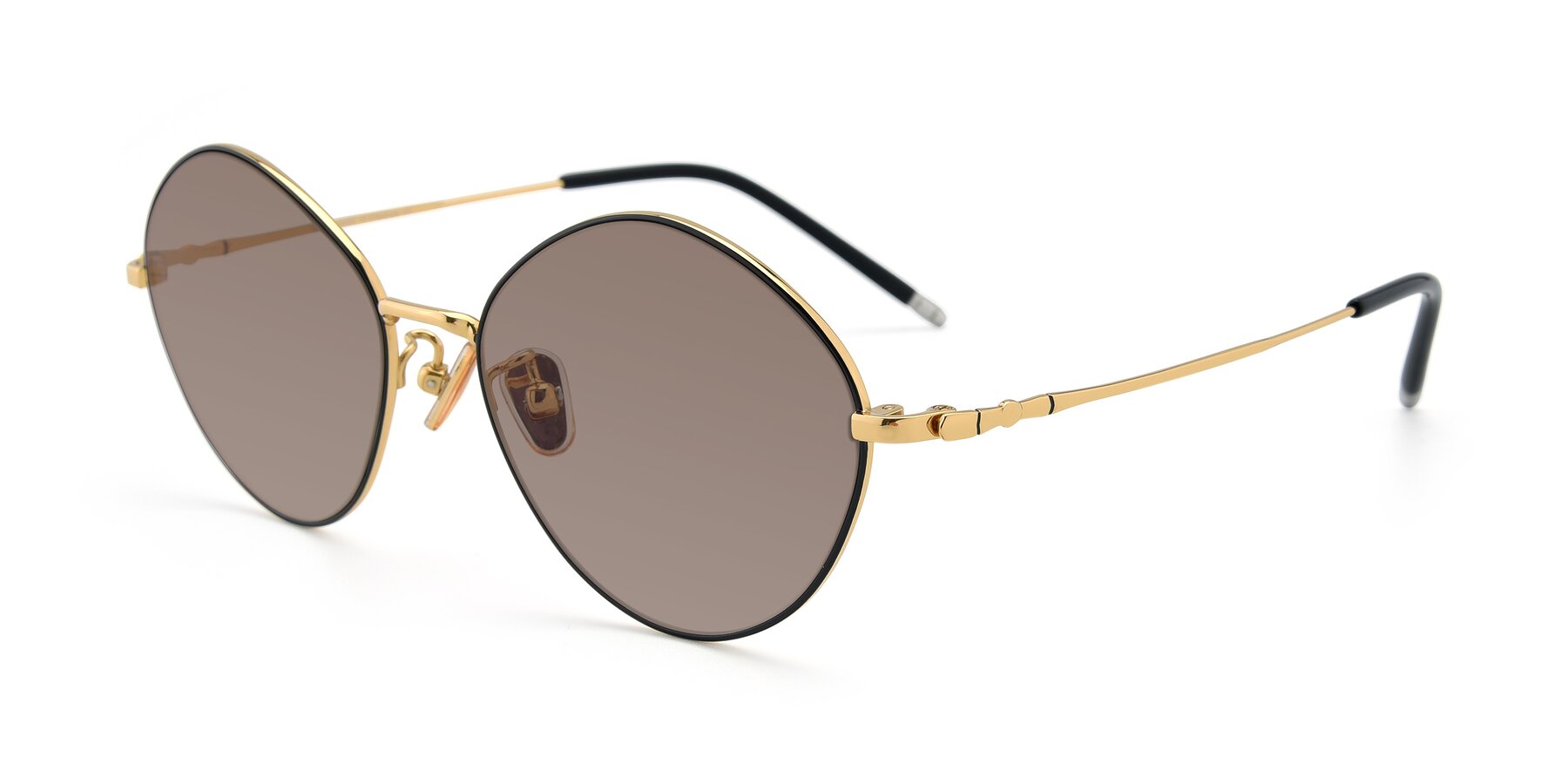Angle of 90029 in Black-Gold with Medium Brown Tinted Lenses