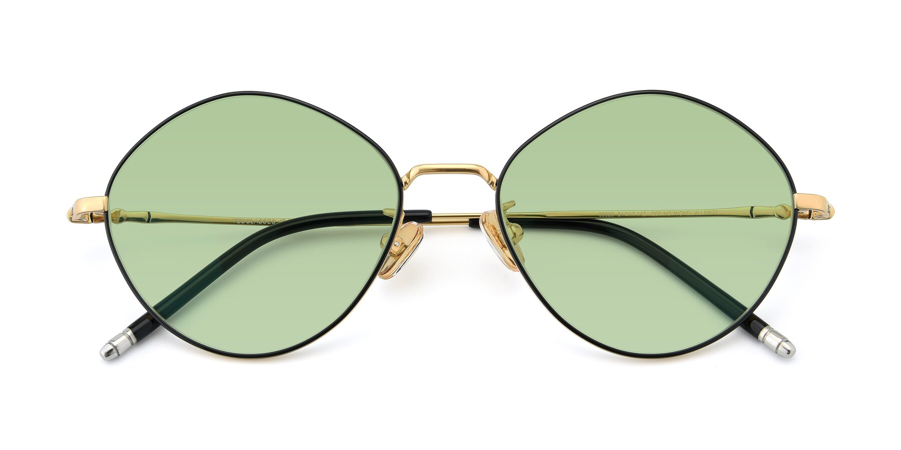 Folded Front of 90029 in Black-Gold with Medium Green Tinted Lenses