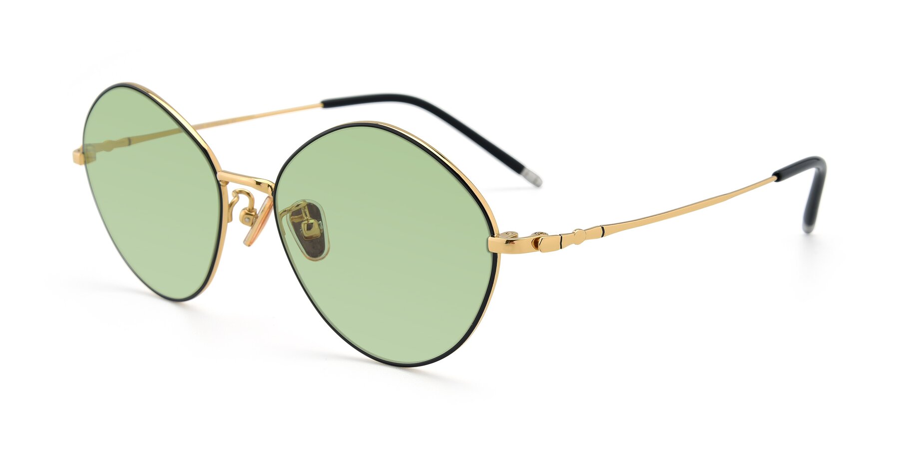 Angle of 90029 in Black-Gold with Medium Green Tinted Lenses